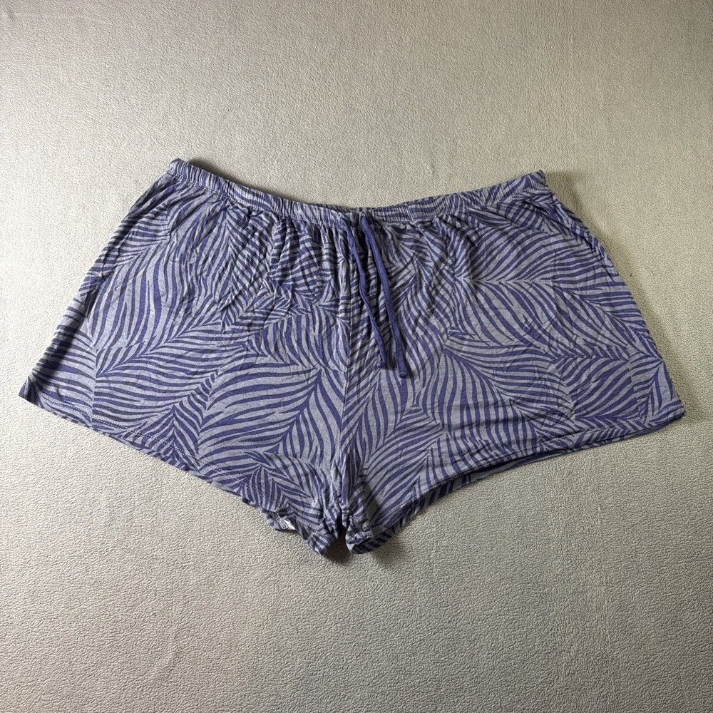 Honeydew Intimates Pajama Shorts XL Palm Leaf Print Purple Grey Drawstring Loung